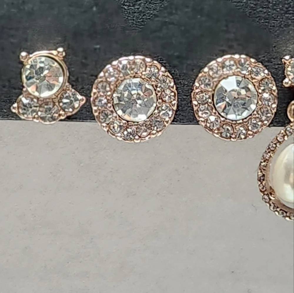 g by Gennaro Clear Glass and Pearl Earring Set